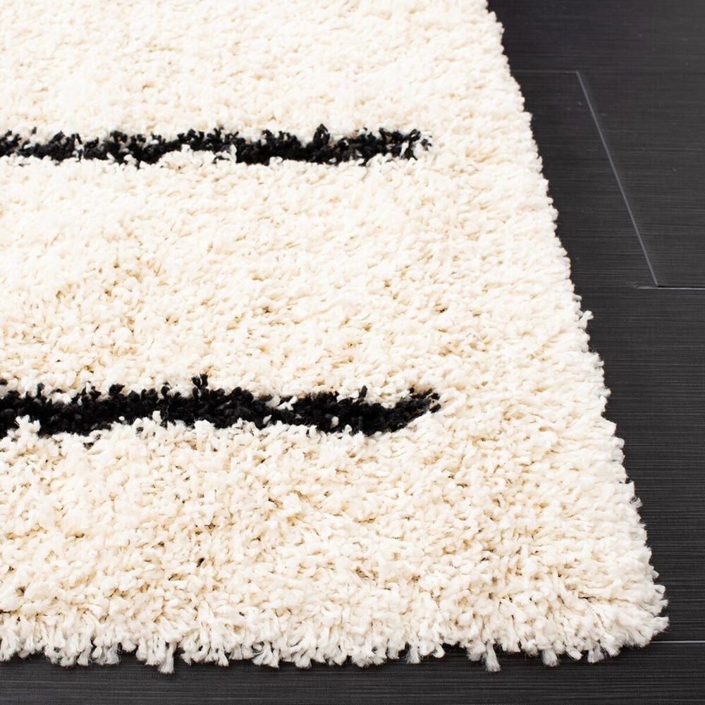 Safavieh Venus Shag VNS604A 6&#39;7&quot; Square Ivory and Black Area Rug, , large