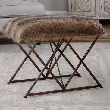 Uttermost Brannen Bench with Brown Faux Fur , , large
