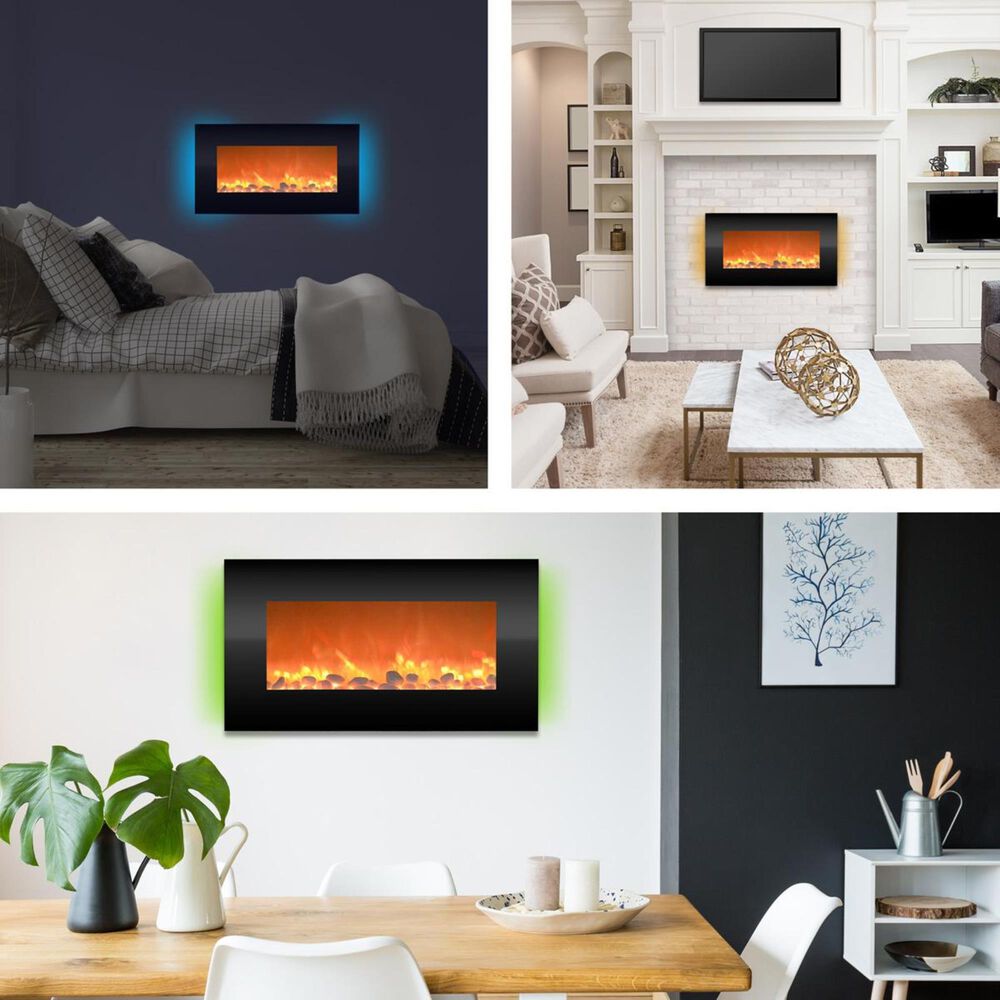Timberlake Northwest Electric Fireplace with Backlights in Black, , large