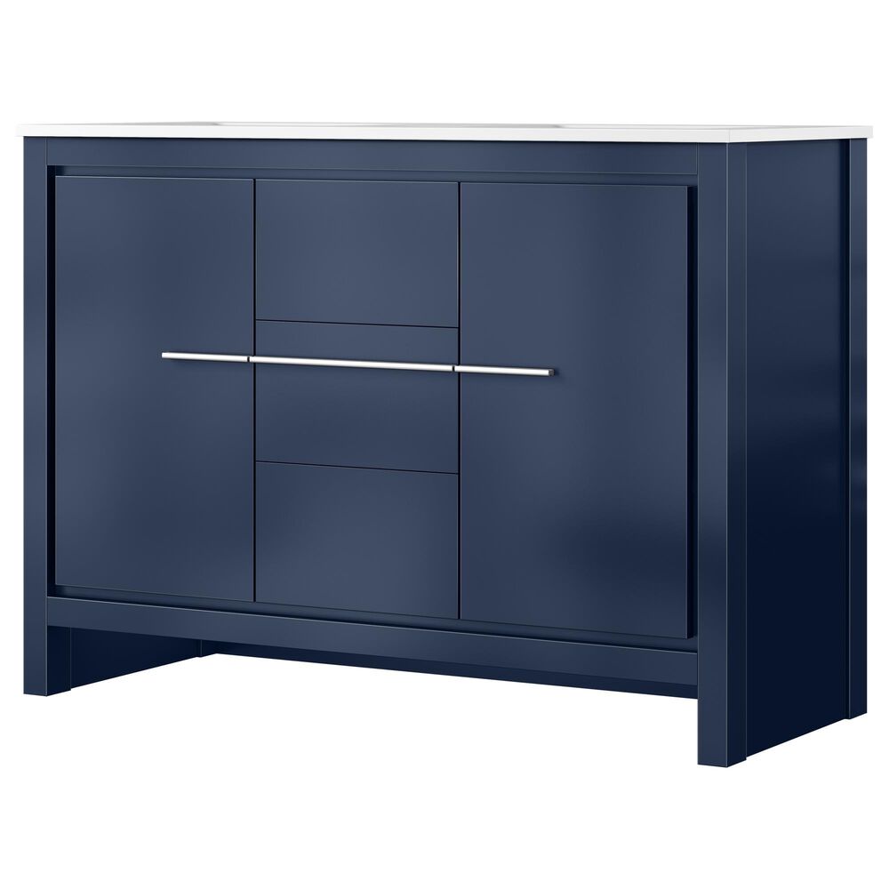 Lexora Home Lafarre 48" Double Bathroom Vanity in Navy Blue with 2 cm White Quartz Top and Rectangular Sinks, , large