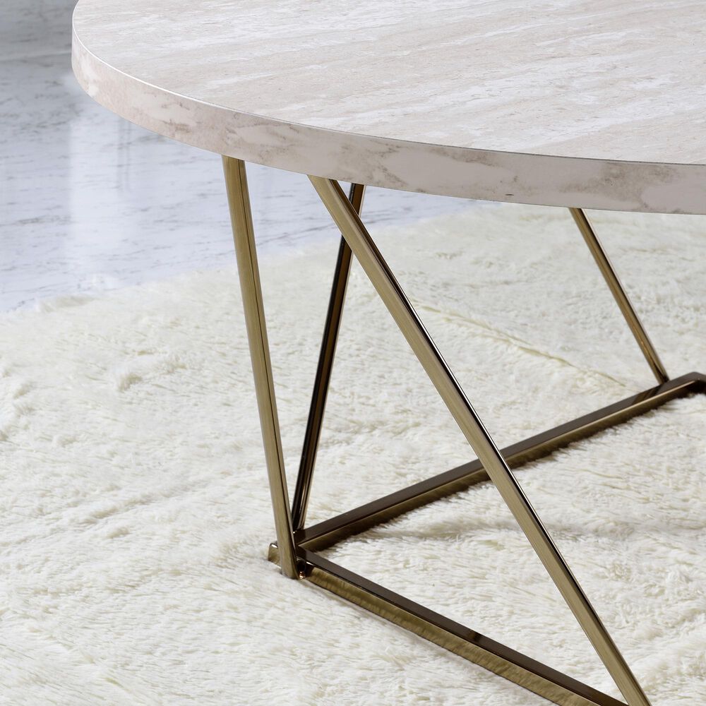 Steve Silver Rowyn 3-Piece Occasional Table in White with Faux Marble Finish, , large