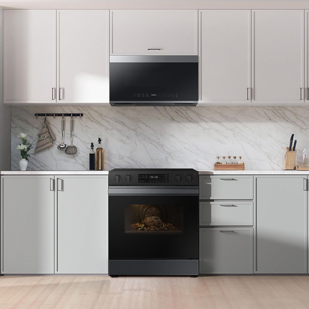 Samsung Bespoke Bespoke 6.3 Cu. Ft. Smart Slide-In Electric Smart Range with 5 Elements in Matte Black Steel, , large