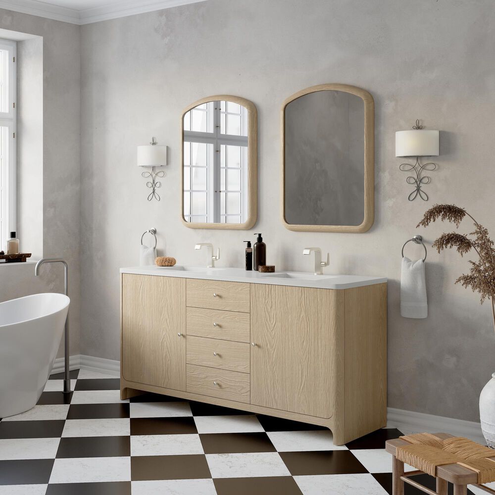 James Martin Vanities Gracyn 72&quot; Double Bathroom Vanity in Coastal Driftwood with 3 cm White Zeus Quartz Top and Rectangular Sinks, , large