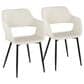 LumiSource Margarite Contemporary Dining/accent Chair in Black Metal and Cream Faux Leather by LumiSource - Set of 2, , large