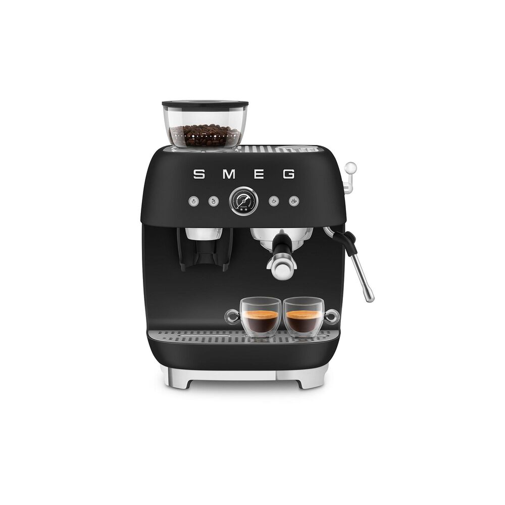 SMEG Espresso Manual Coffee Machine with Grinder in Matte Black, , large