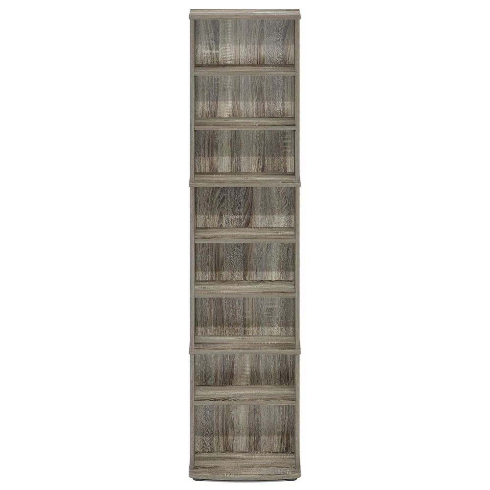 HOMLUX 8-Tier Multimedia Storage Tower with Adjustable Shelves in French Oak Grey, , large