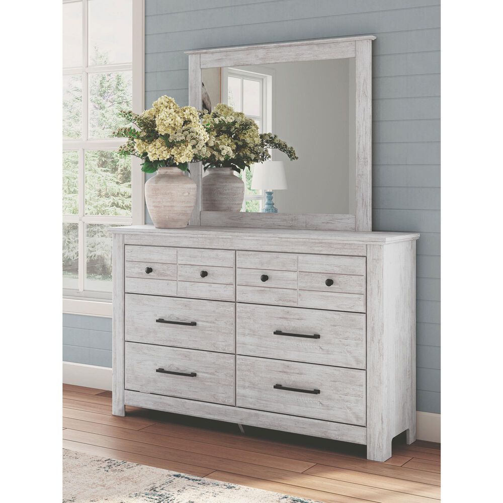 Ashley Makidern Rectangular Dresser Mirror in Whitewash, , large