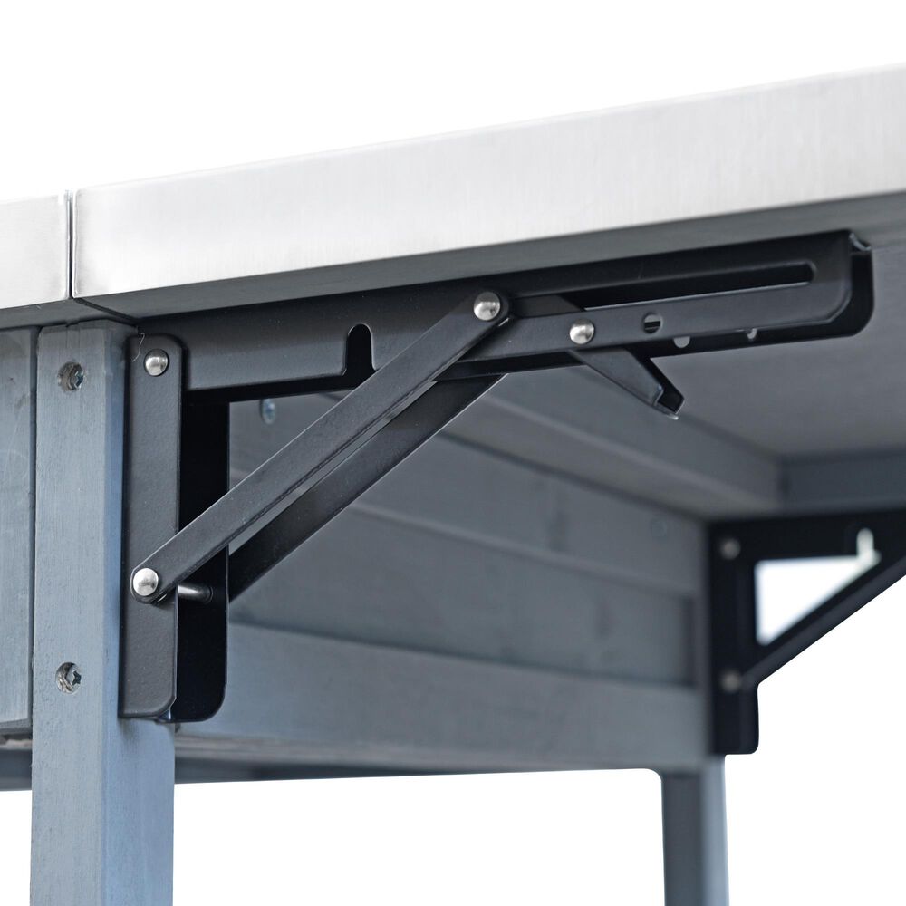 HOMLUX 40.5" Outdoor Kitchen Island with One Drawer in Blue Grey and Stainless Steel, , large