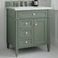 James Martin Vanities Brittany 30" Single Bathroom Vanity in Smokey Celadon with 3 cm Ethereal Noctis Quartz Top and Rectangular Sink, , large