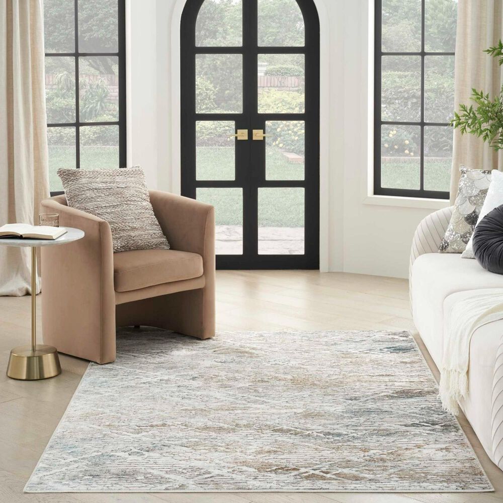 Nourison Glitz GLZ11 Grey and Multicolor 5&#39;3&quot; x 7&#39;3&quot; Area Rug, , large