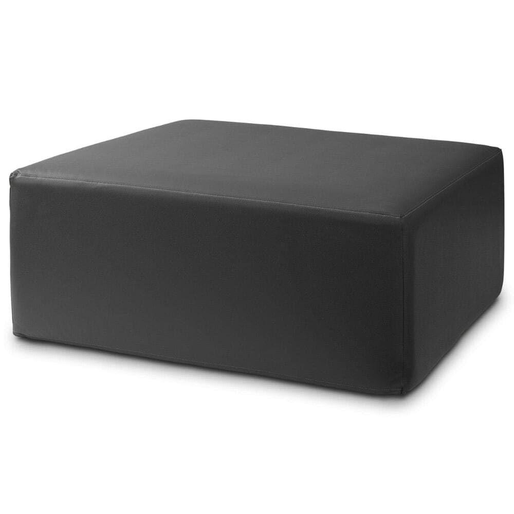 Jaxx Fairlie Faux Leather Ottoman in Black, , large