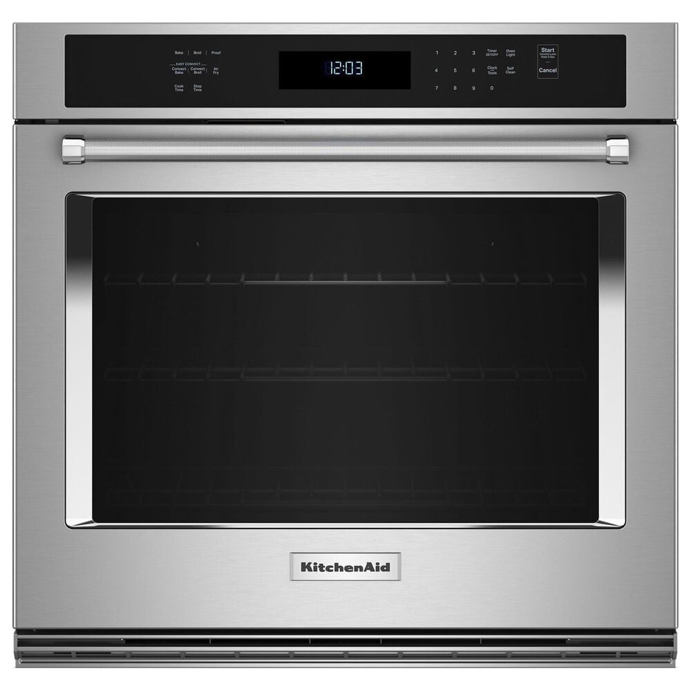 KitchenAid 2pc Kitchen Package 30&quot; Electric Cooktop with 5 Elements and Knob Controls and 30&quot; Single Wall Ovens with Air Fry Mode in Stainless Steel, , large