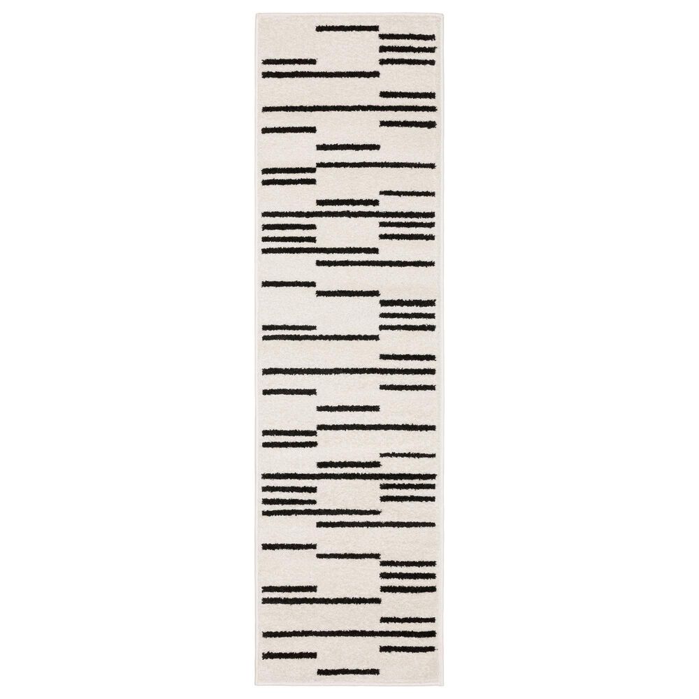 ROW by Oriental Weavers Quinn Striped Beige and Black 2" x 7" Runner, , large
