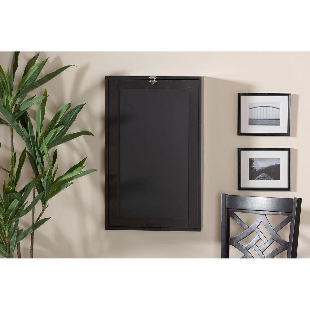 Baxton Studio Millard Wall Mount Folding Desk in Dark Brown, , large