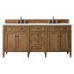 James Martin Vanities Brittany 72" Double Bathroom Vanity in Saddle Brown with 3 cm Ethereal Noctis Quartz Top and Rectangular Sink, , large