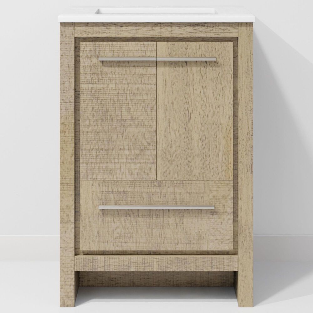 Lexora Home Lafarre 24&quot; Single Bathroom Vanity in Rustic Acacia with 2 cm White Quartz Top and Rectangular Sink, , large