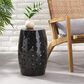 Hearth and Haven Lilac Outdoor Barrel End Table with Cylindrical Design in Black, , large