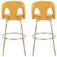 LumiSource Ava Swivel Bar Stool with Yellow Fabric Upholstery in Gold (Set of 2), , large