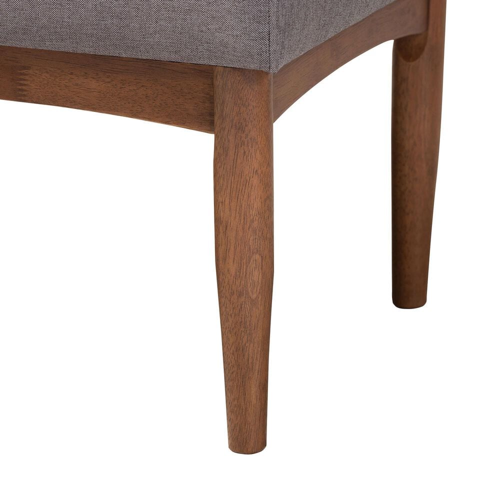 Baxton Studio Arvid Dining Bench with Gray Cushion in Walnut Brown, , large