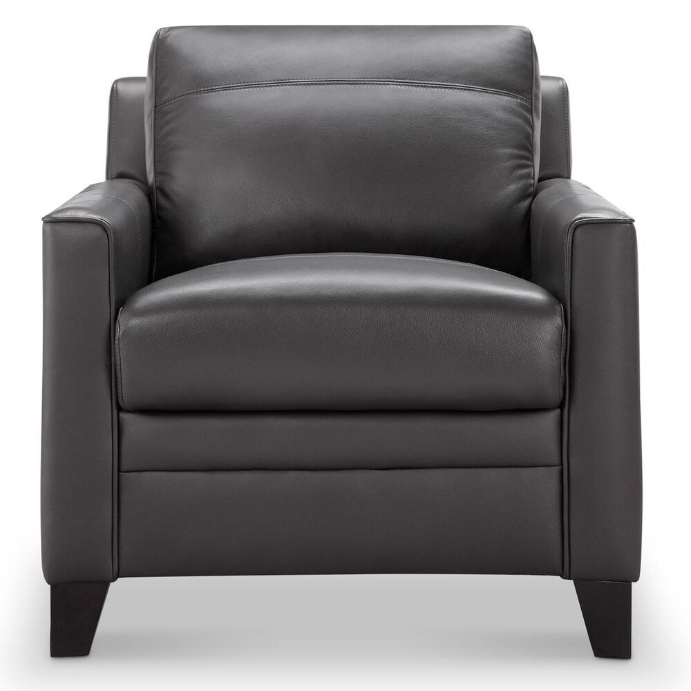 Italiano Furniture Fletcher Leather Chair in Charcoal Gray, , large