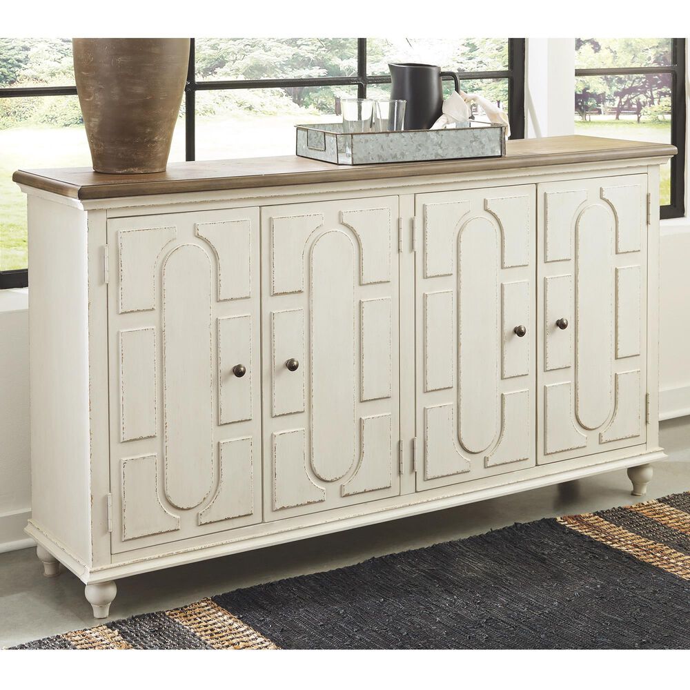 Ashley Roranville Accent Cabinet in Antique White and Brown, , large