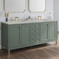 James Martin Vanities Chicago 72" Double Bathroom Vanity in Smokey Celadon with 3 cm Victorian Silver Quartz Top, Rectangular Sinks and FreePower Wireless Charger, , large