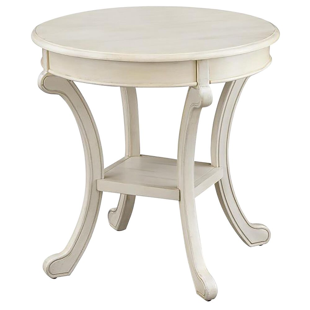 Shell Island Furniture Round Wood Accent Table in Cape Cod Cream, , large