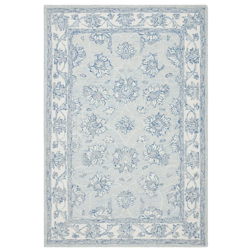 Safavieh Micro-Loop Traditional 4" x 6" Light Blue and Ivory Area Rug, , large