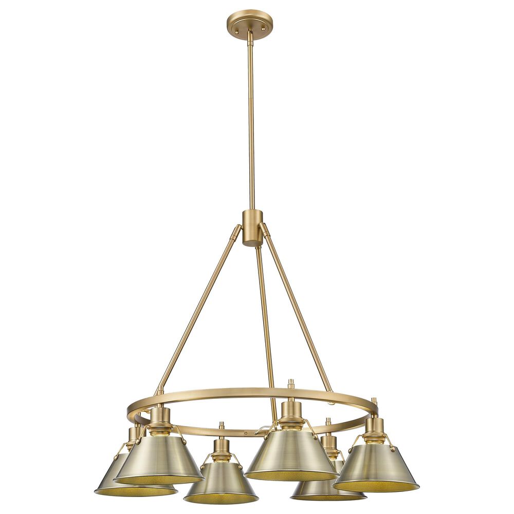 Golden Lighting Orwell 6-Light Chandelier with Aged Brass Shade in Brushed Champagne Bronze, , large