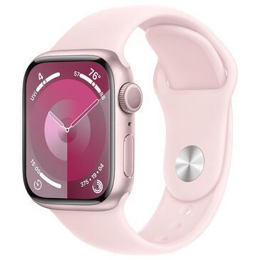 Apple Watch Series 9 GPS 41mm Pink Aluminum Case with Light Pink Sport Band - S/M, , large