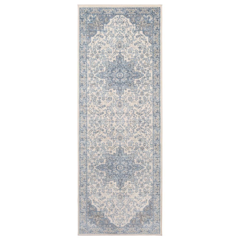 Surya Monaco MOC-2313 2'6" x 8' Bright Blue and Cream Scatter Rug, , large