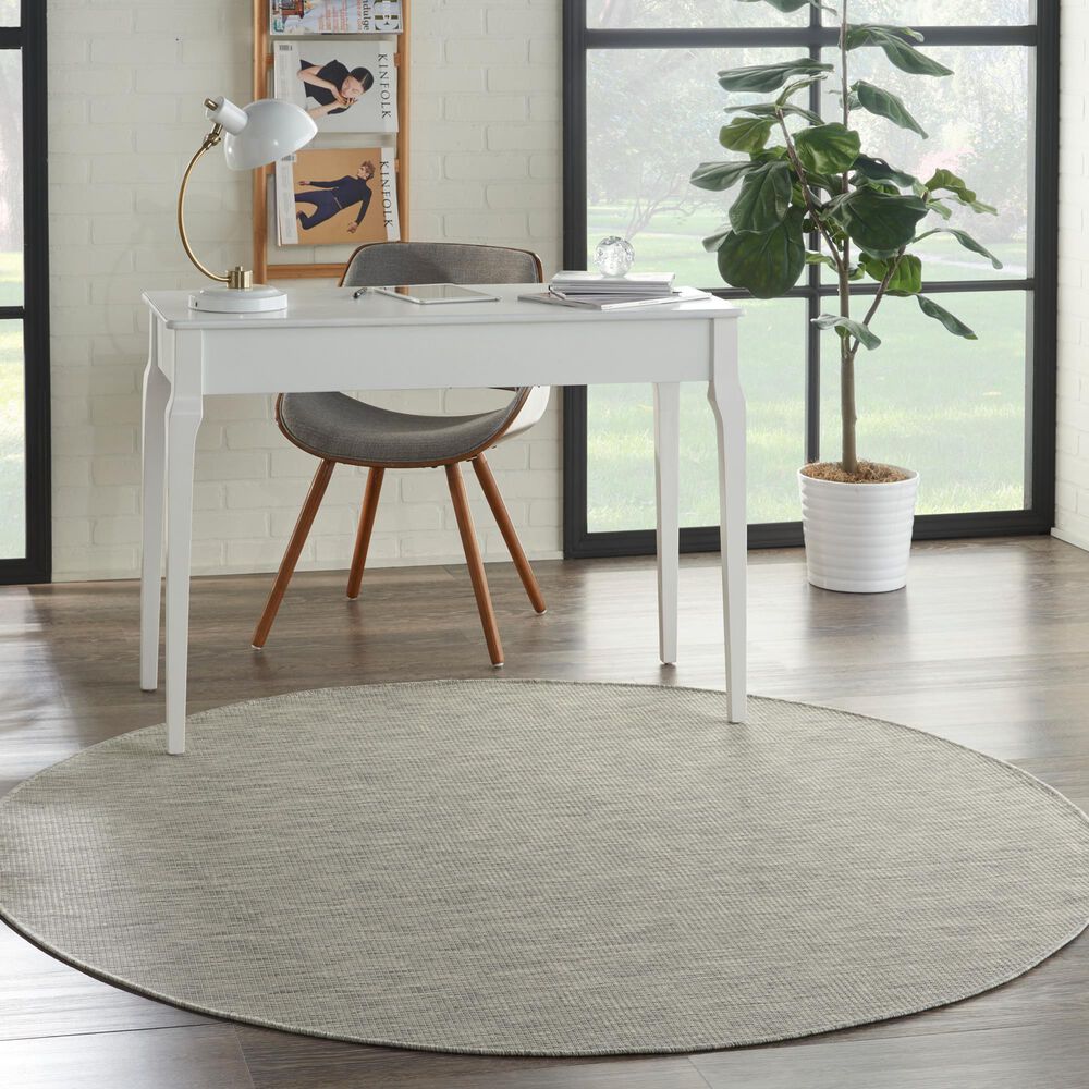 Nourison Positano 6&#39; Round Light Grey Indoor/Outdoor Area Rug, , large