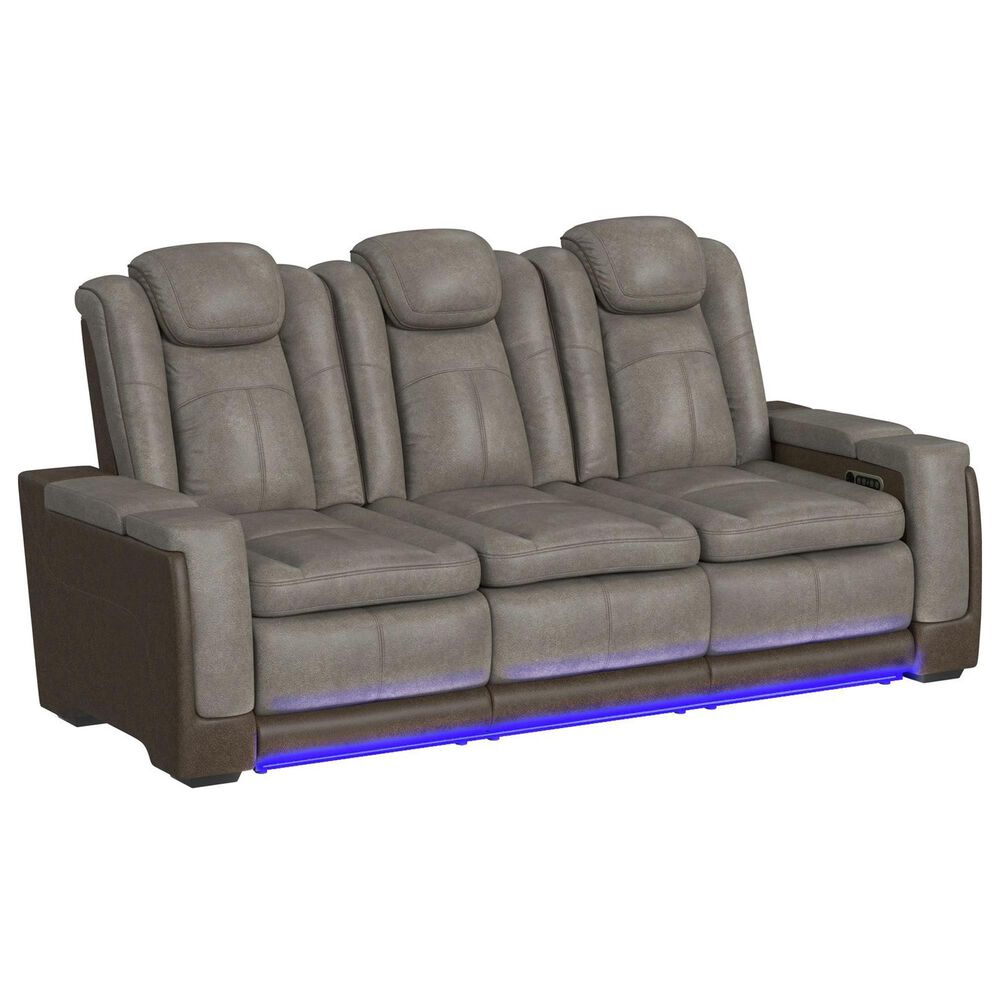 Mayberry Hill Lantana Power Motion Sofa in Rocky Grey and Brown, , large