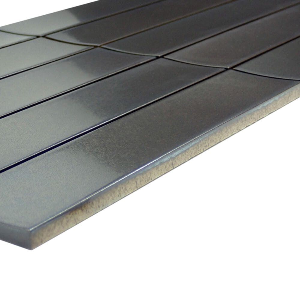 Emser Kaizen Pewter 2" x 8" Rectangle on 9" x 15" Satin Porcelain Mosaic Sheet, , large