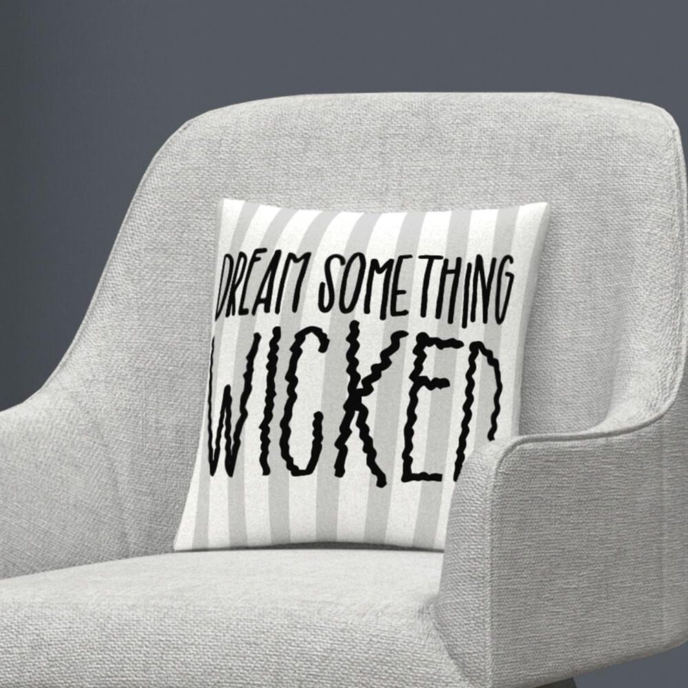 Timberlake Dream Something Wicked Typographic Gray Halloween By ABC 16" Decorative Throw Pillow, , large