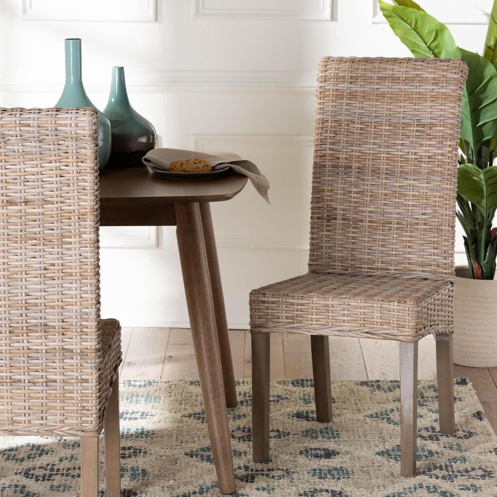 Baxton Studio Santiago Side Chair in Grey and Rustic Taupe, , large