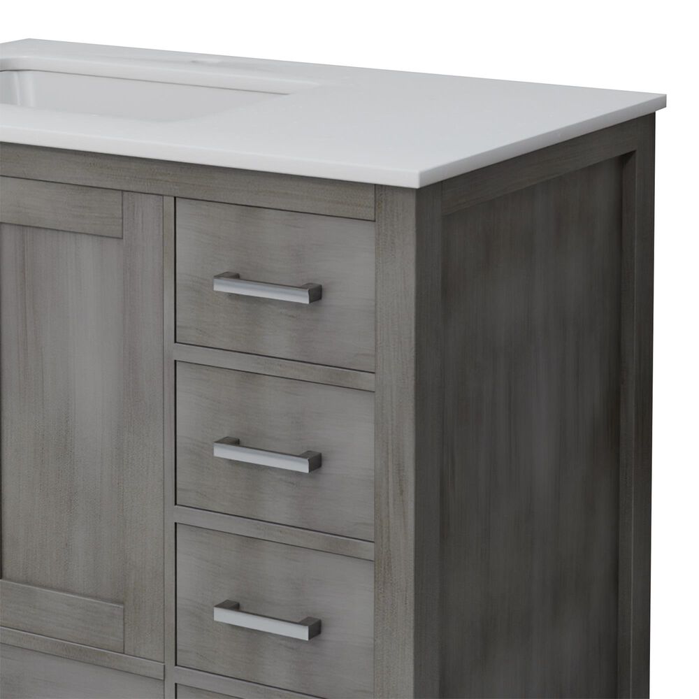 Lexora Home Jacques 36" Left Offset Single Bathroom Vanity in Distressed Grey with 2 cm White Cultured Marble Top and Rectangular Sink, , large