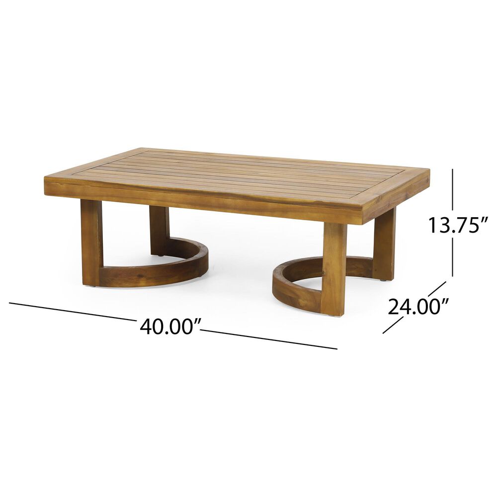 Hearth and Haven 2-Piece Outdoor Conversation Set with Beige Cushion in Teak, , large