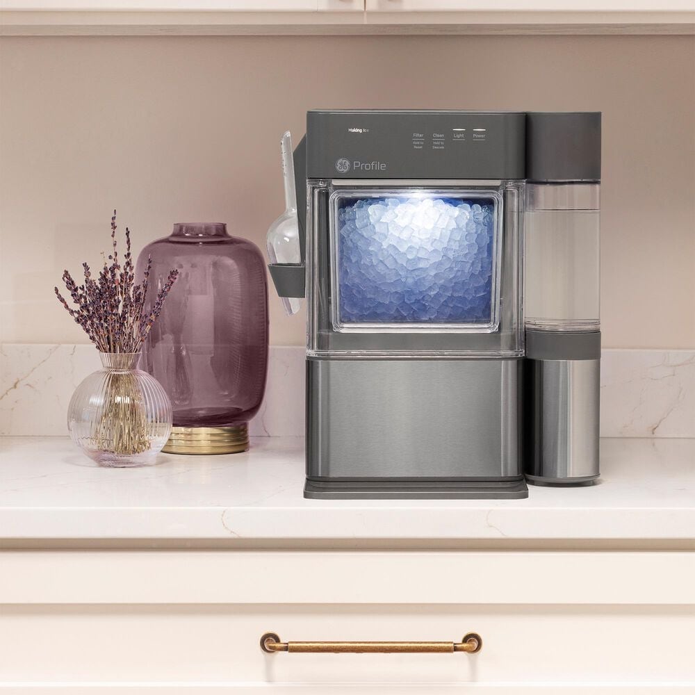 GE Profile Opal Mini Pro Nugget Ice Maker with Side Tank in Stainless Steel and Charcoal Gray, , large