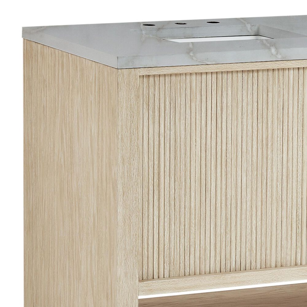 James Martin Vanities Marigot Single 72&quot; Double Vanity in Sun-washed Oak with 3 cm Victorian Silver Quartz Top, , large