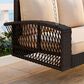 Hearth and Haven Go Outdoor 3-Seater PE Rattan Wicker Porch Swing Bench in Beige, , large