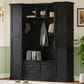HOMLUX 5-Hook Hall Tree with 4 Side Cabinets and Storage Bench in Black, , large
