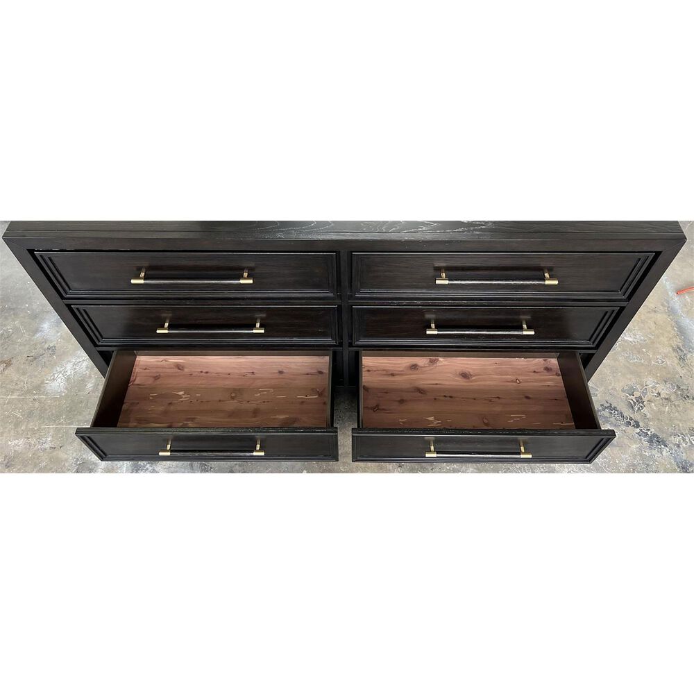 Riverside Furniture Lydia 6-Drawer Dresser and Mirror in Dark Cabernet, , large