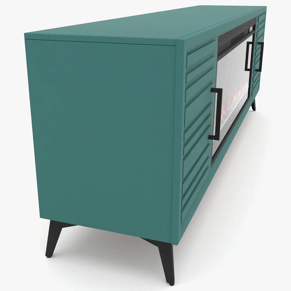 Legends Home Malibu 78&quot; Fireplace TV Stand in Teal and Black, , large