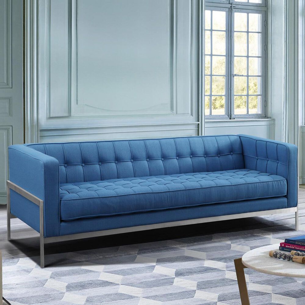 Blue River Andre Sofa in Blue and Stainless Steel, , large