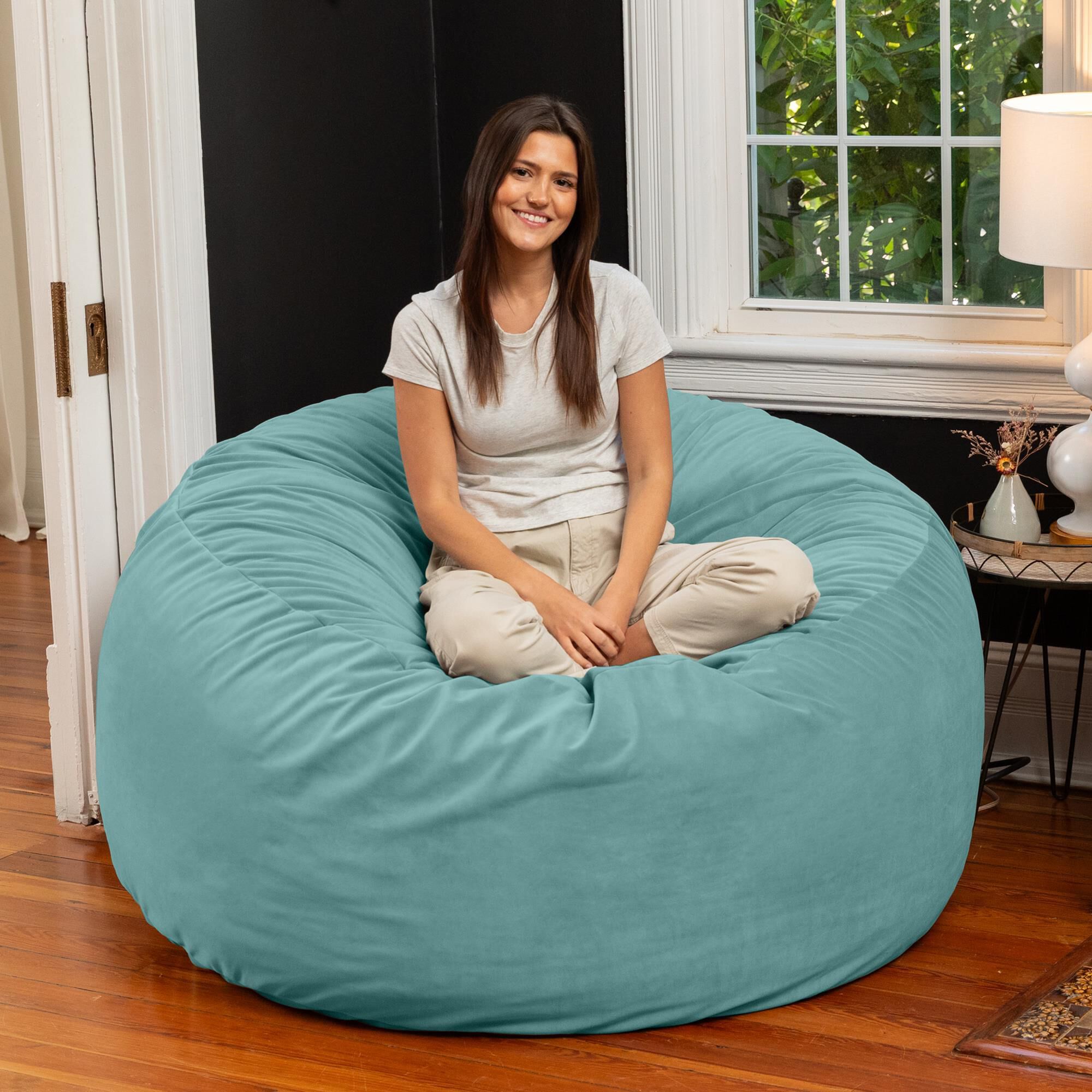 Jaxx Saxx 5' Large Round Bean Bag Chair in Turquoise