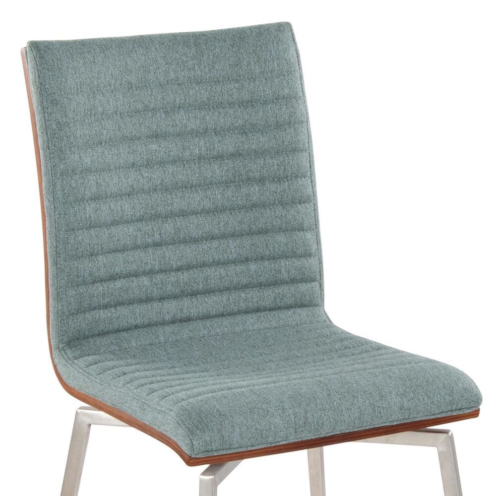 Lumisource Mason Contemporary Dining/accent Chair with Swivel in Stainless Steel, Walnut Wood, and Green Fabric - Set of 2, , large
