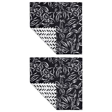 MuKitchen Vibe Dish Cloth in Black Floral and White (Set of 2), , large