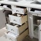 James Martin Vanities Bristol 60" Double Bathroom Vanity in Bright White with 3 cm Ethereal Noctis Quartz Top and Rectangular Sinks, , large