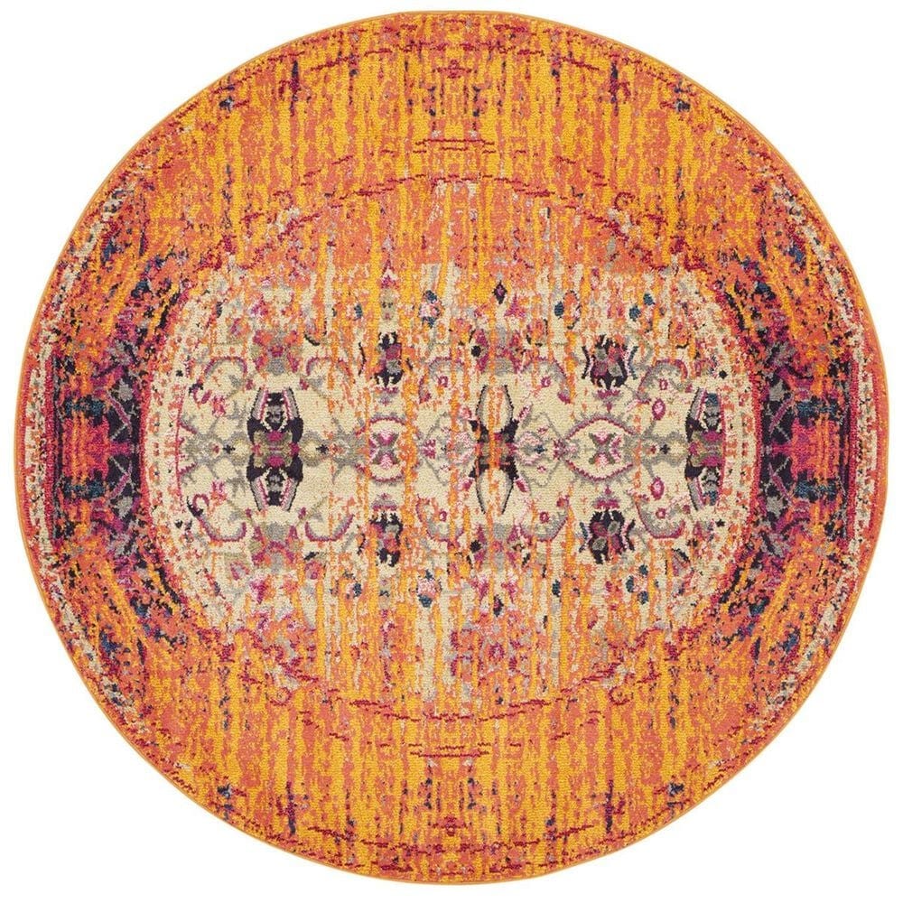 Safavieh Monaco MNC209H-5R 5" Round Orange/Multi Area Rug, , large